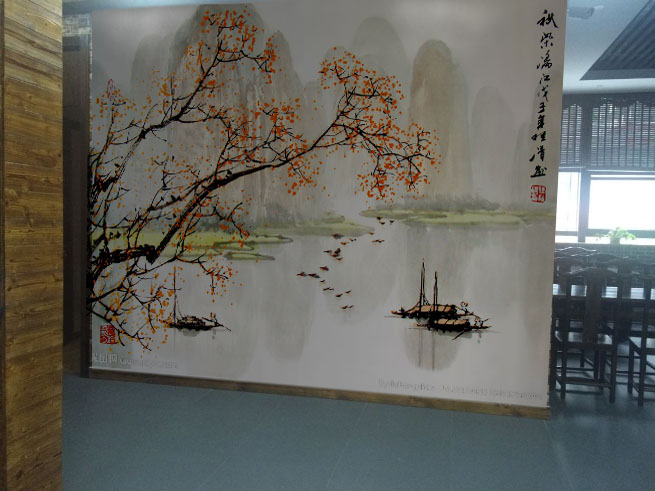中式墙绘山水画