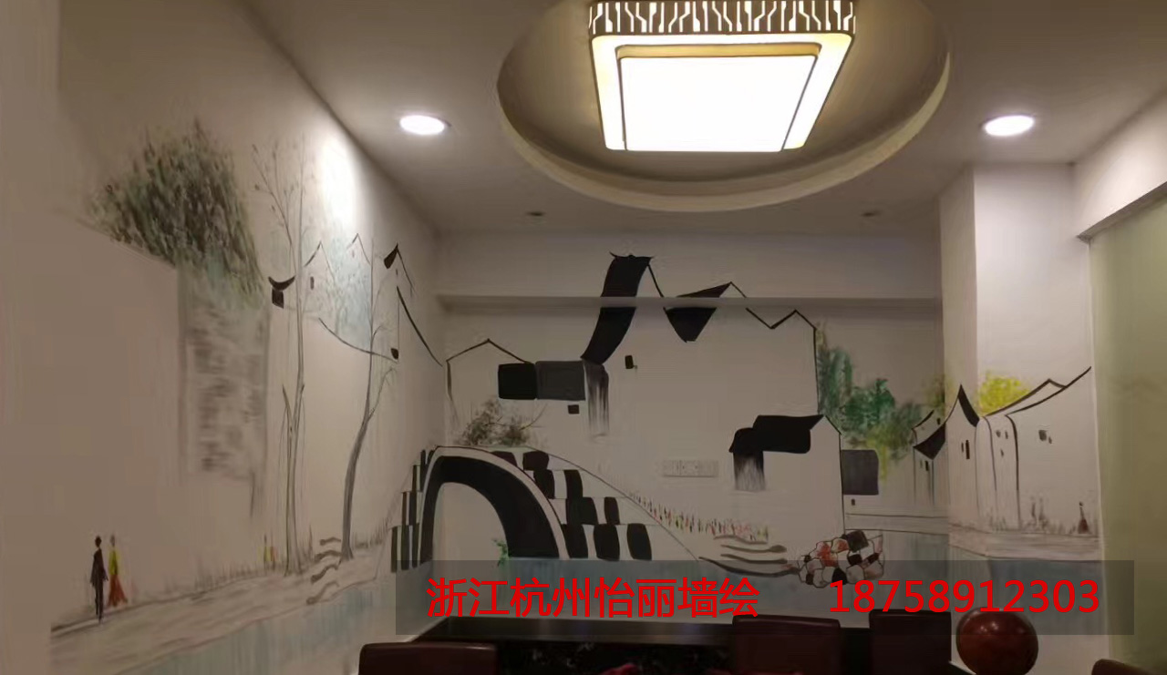 中式餐厅手绘墙绘画.jpg