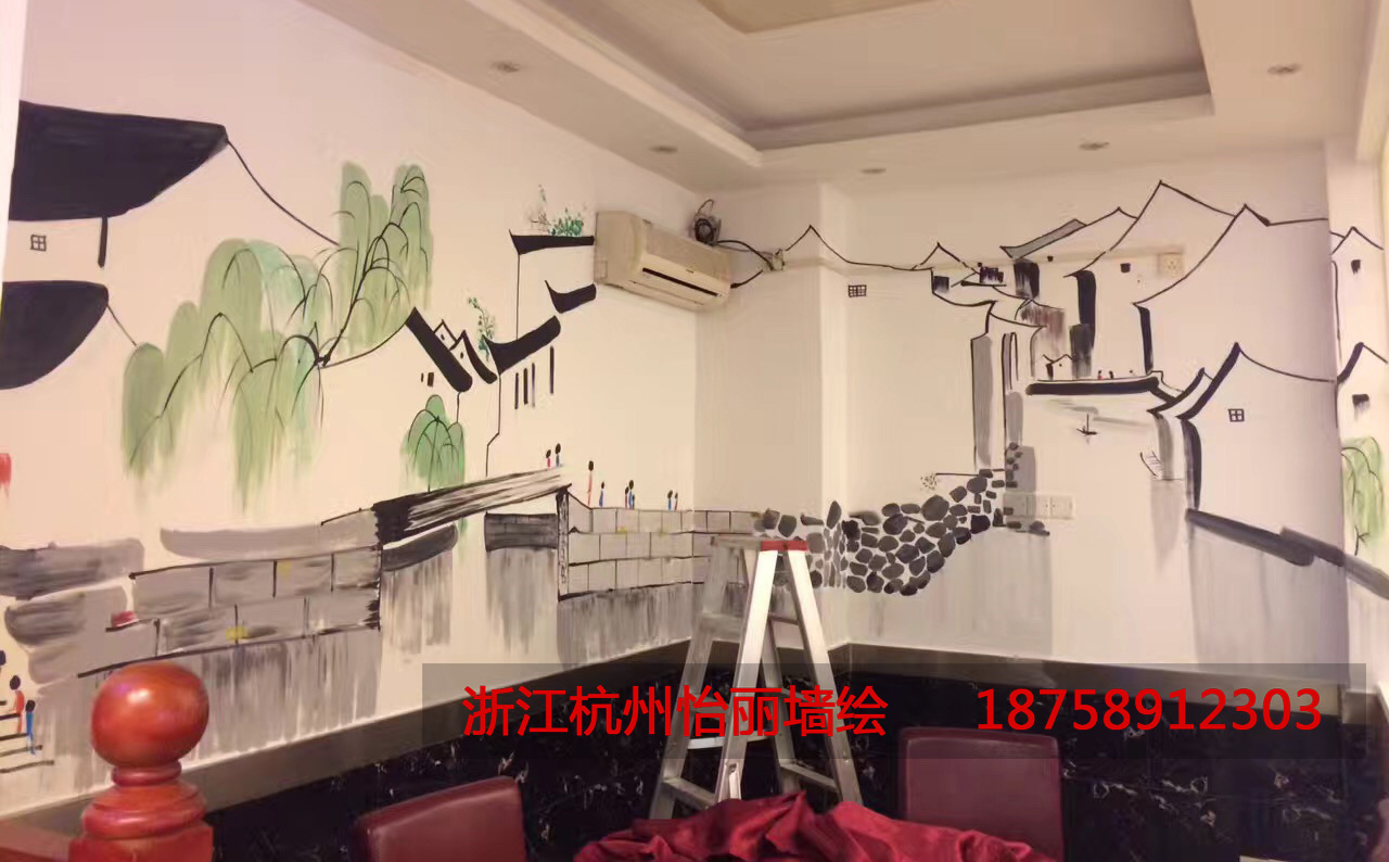中式餐厅酒店手绘墙绘画.jpg